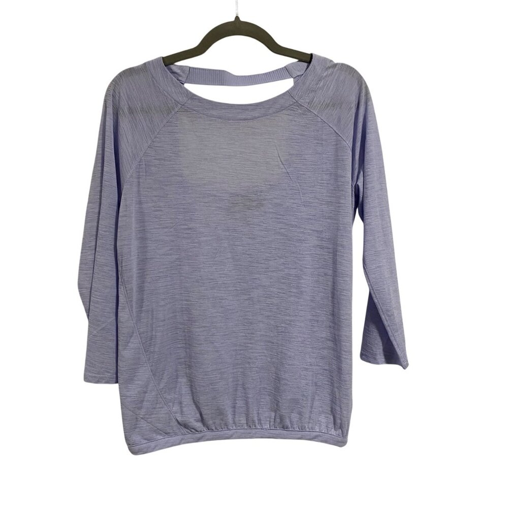 Athleta Clarity Long Sleeve‎ Open Back Surplice Shirt Lavender Size M